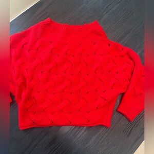 Fashion Nova Red Textured Crew Neck Sweater